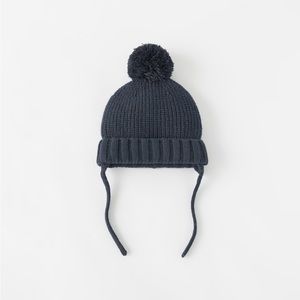 NWT Zara 1-3Y knit hat with pom blue